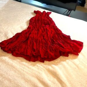 BUY❤️FIRE RED MIRACLECIOUS SILKY TAFFETTA  STRAPLESS DRESS/FLAMENCO SKIRT 180*❤️
